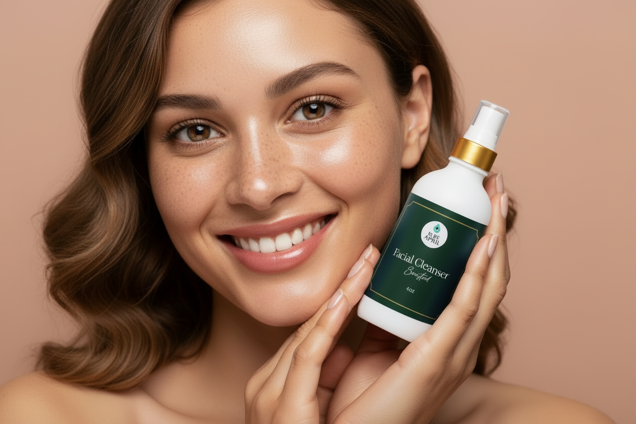 Model with Eyes Open - Pure April Facial Cleanser
