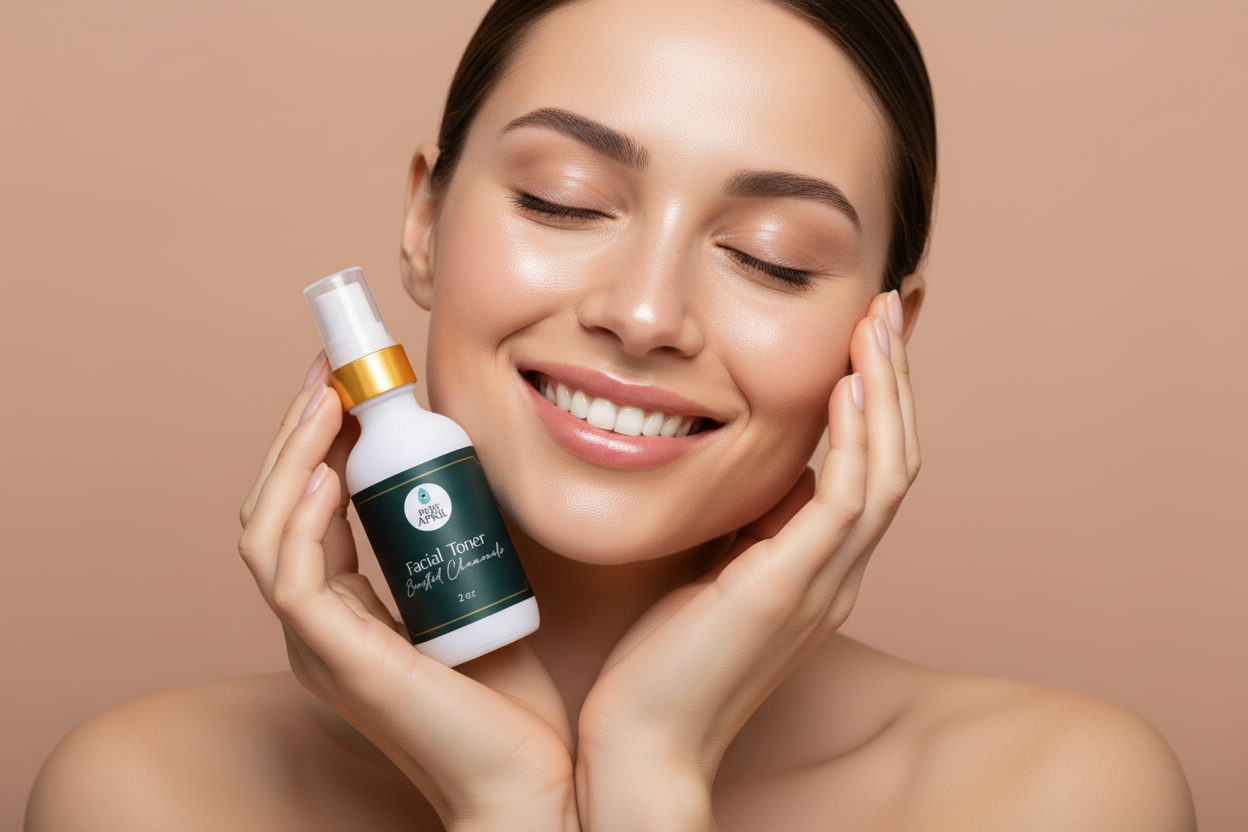 White Model with Pure April Facial Toner